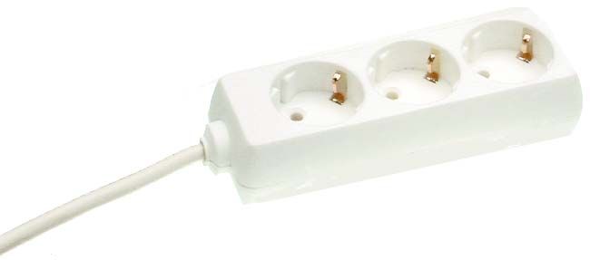 [08/003/00005] Extension cord 5,0m 3 sockets white 1,5mm