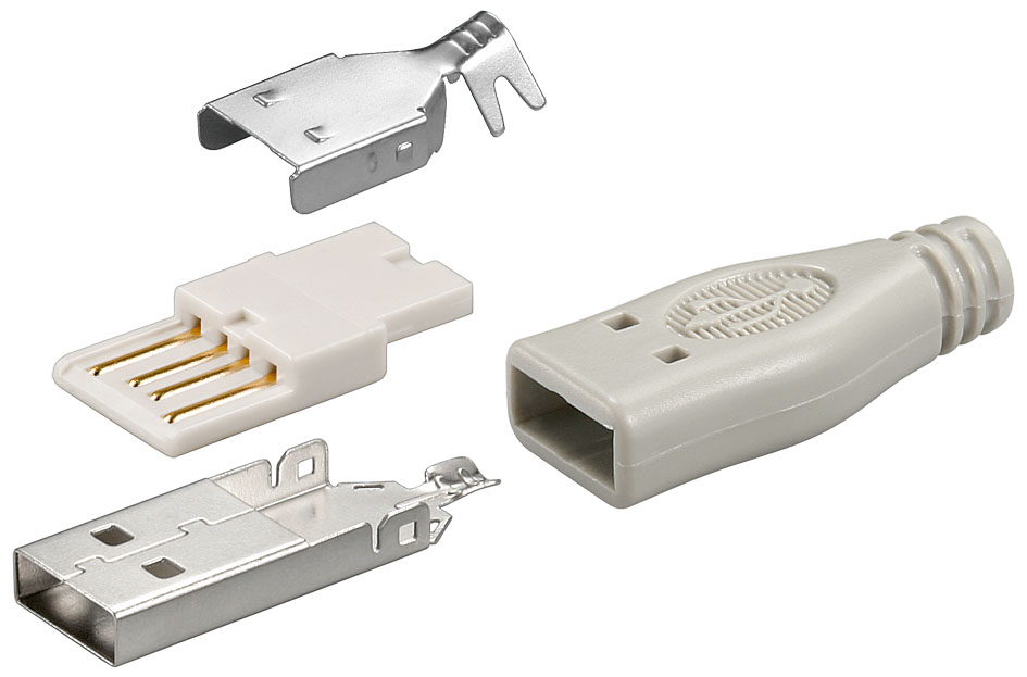 [12025] USB pistik, Tüüp A, kaablile, joodetav