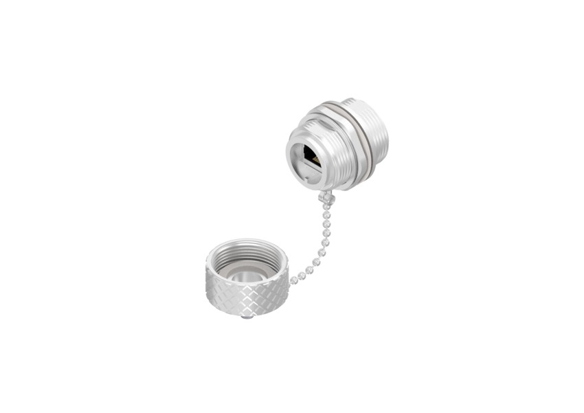 [17-101614] RJ45 kaablipesa, IP67, M28-keere, kaitsekorgiga