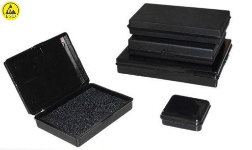 [25-313-0031] ESD plastist karp trükkplaadile 138x96x35mm + RIGID PE BLACK DISSIPATVIE FOAM