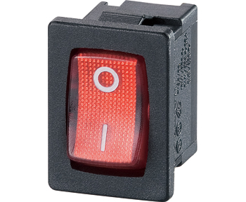 [A11631G21000] Klahvlüliti 10A 1xON-OFF 13x19mm, punane valgustus