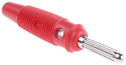 [BULA30K-PU] Banaanpistik, 4mm, 30V AC, 60V DC, 30A, punane, joodetav