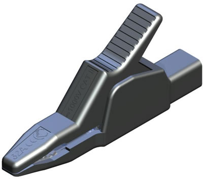 CROCODILE CLIPS 25A 1000V Black opens max 25.4 mm