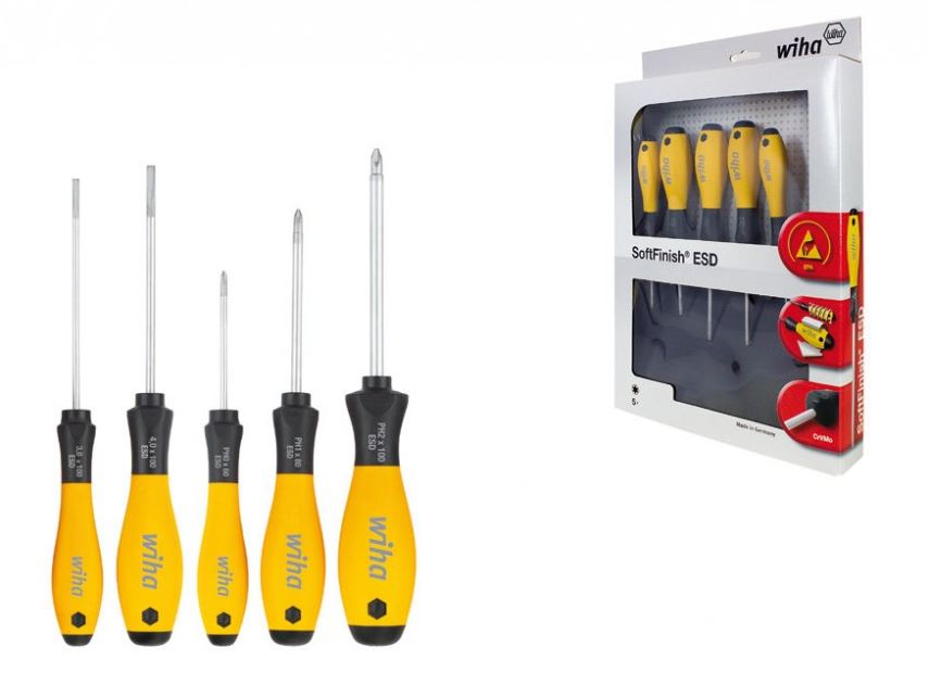 [WIHA 302ESD] SCREWDRIVERSET 5 PCS ESD SoftFinish