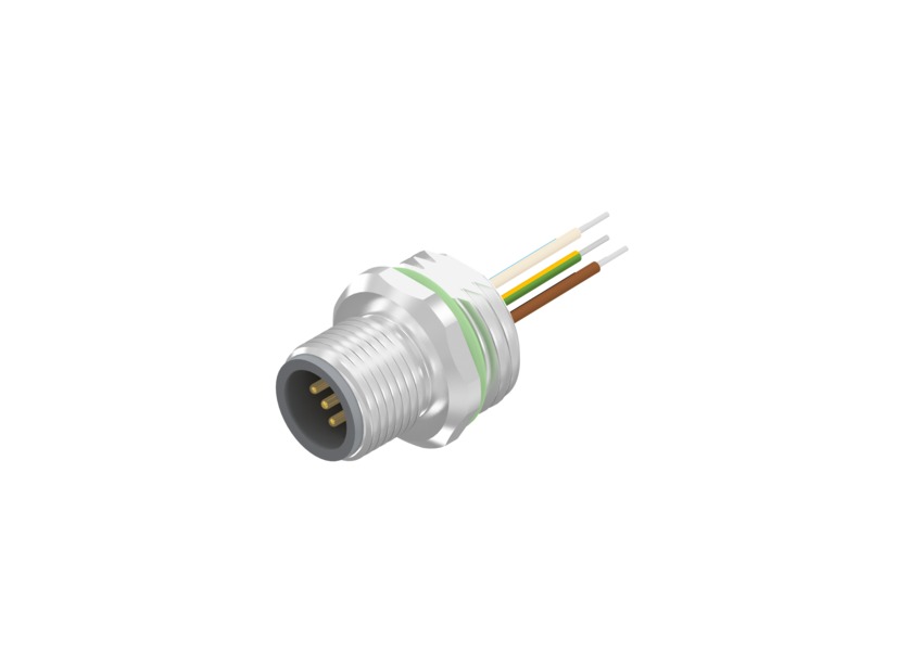 [43-01010] M12 konnektor, isane, 5pin, esipaneelile