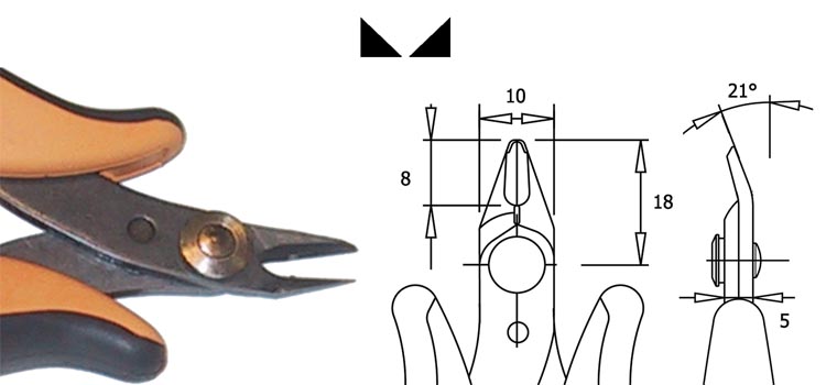 [TR25PA] Lõikurid Cu 1mm + safety clip TR-25PA  otsad 21° 8mm