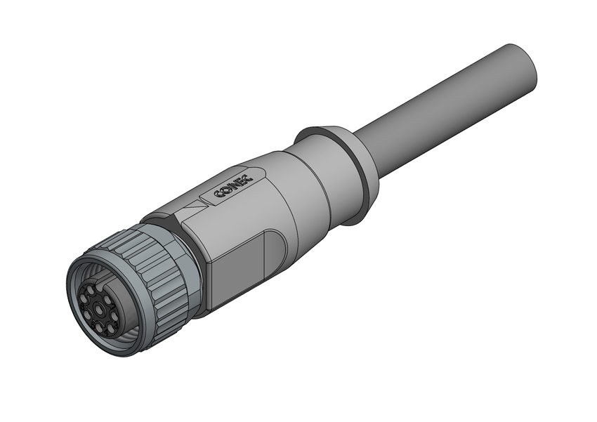 M12x1, 8-pos, ülevormitud konnektor, emane, 3m, IP65