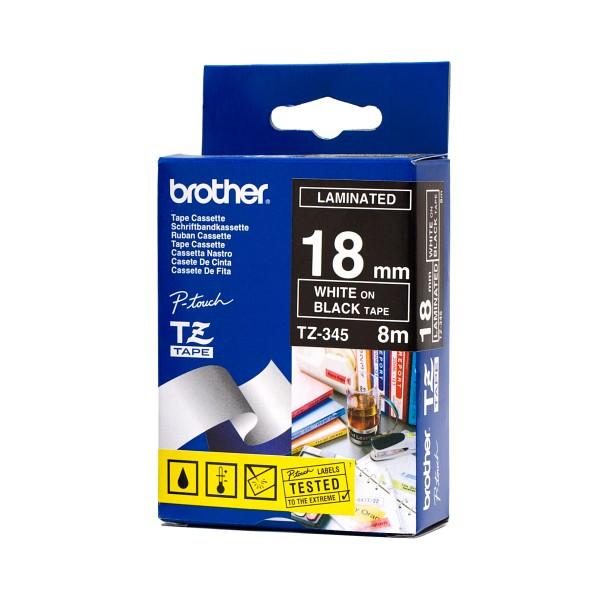 [TZe-315] Markeerimislint 18mm valge kiri mustal (8m) TZ-345