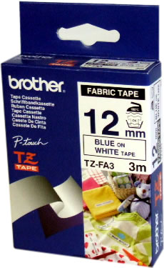 [TZEFA3] Markeerimislint 12mm sinine kiri valgel tekstiilil (3m) TZEFA3