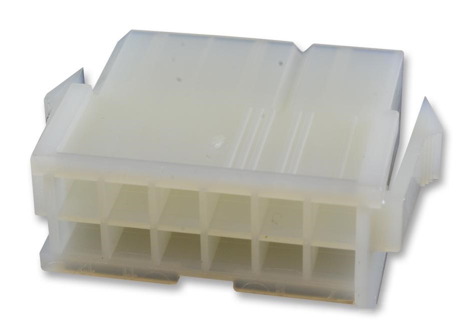 [5559-12P] Mini-Fit Jr. Plug Housing, Dual Row, 12 Circuits, UL 94V-2, with Panel Mounting Ears, Natural