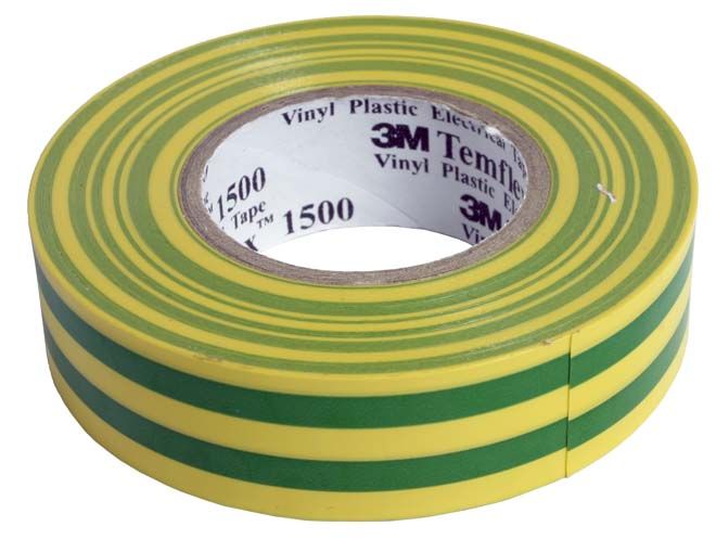 [3M-1500X19 KEVI] Isoleerpael kollane/roheline 19mm x 20m x 0,15mm Temflex