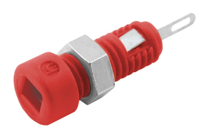 [MBI1-PU] Banaanpesa, 2mm, 60V DC, 6A, punane