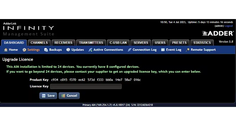 Võrgu manageerimise tarkvara AdderLink Infinity AIM 192´le primaar ja sekundaar seadmetele