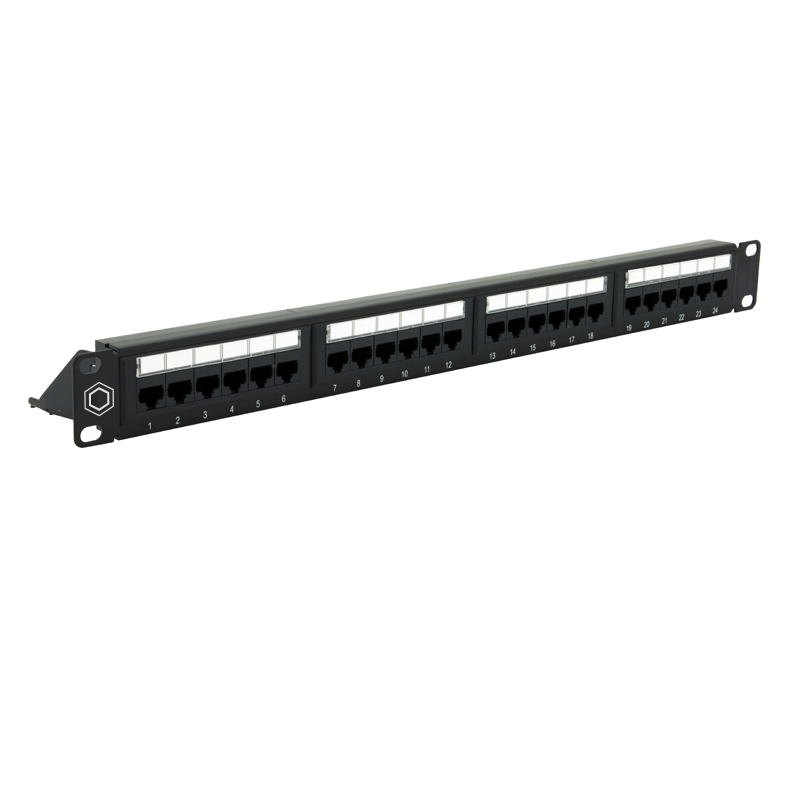 Paneel RJ45 Cat5e/Cat6 24 port varjestatud