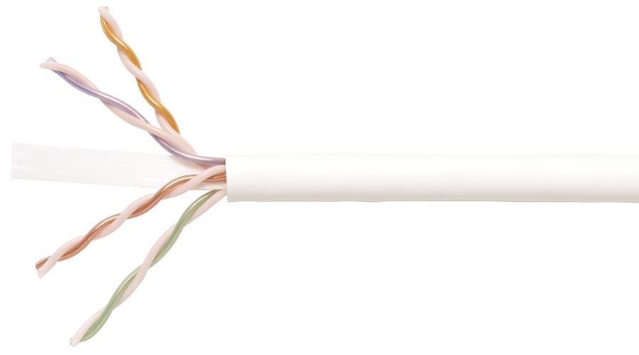 Keerdpaarkaabel Cat6 UTP 4x2x0,5 ühekiuline 24AWG LSZH Dca valge 305m/kast
