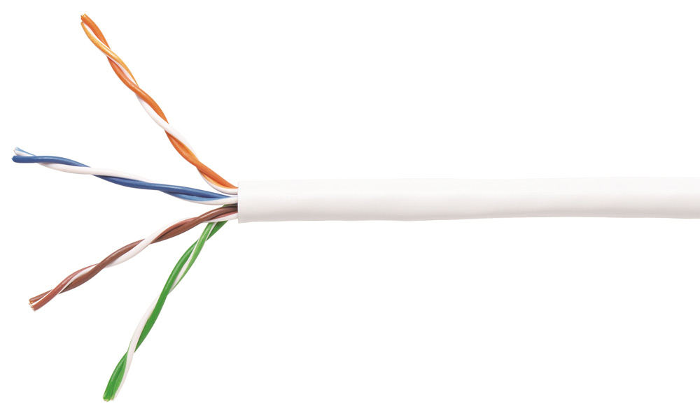 Keerdpaarkaabel Cat5e UTP 4x2x0,5 ühekiuline 24AWG PVC Eca valge 305m/kast