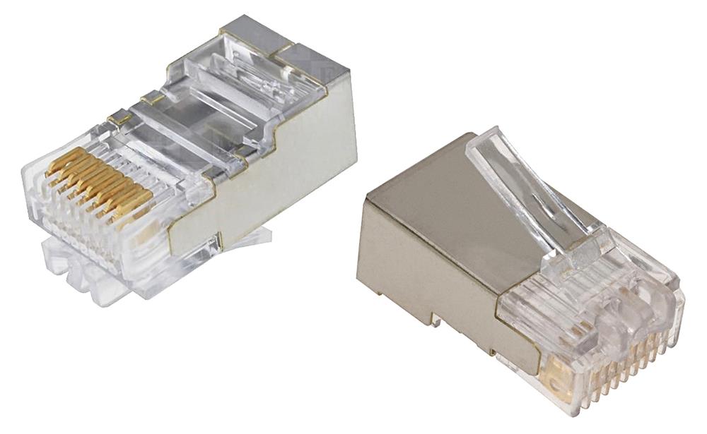 [6-569550-2] Modularpistik RJ45 Cat5e ühekiulisele/mitmekiulisele ümarkaablile varjestatud + suunaja 26-23 AWG