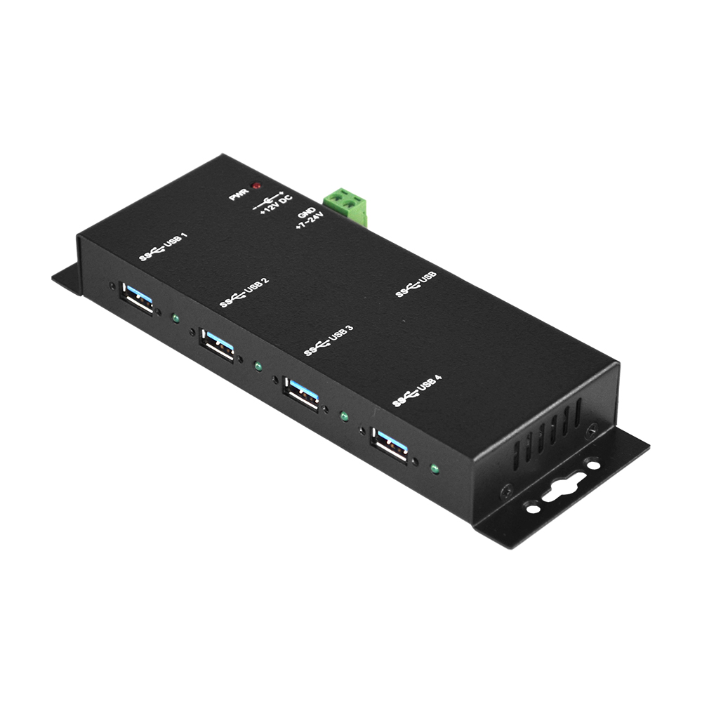 [USB-HUB4K3] Tööstuslik USB 3.0 hub, 4 porti, kaablilukk