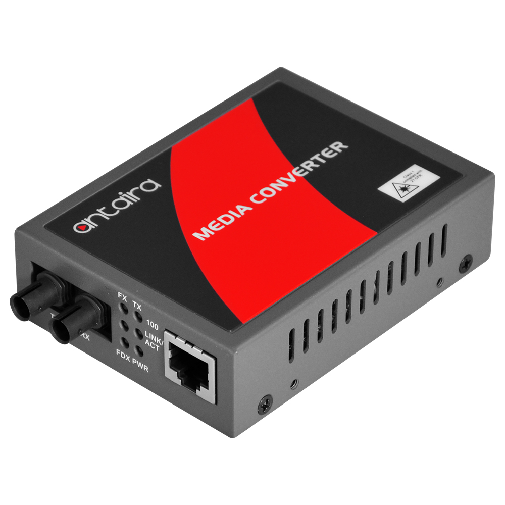 10/100TX To 100FX Media Converter, Multi-Mode 2KM, ST Connector