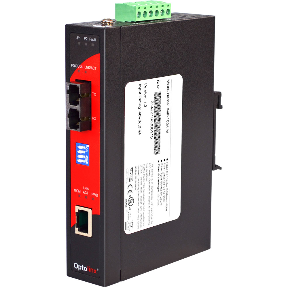 [IMP-100A-M-T] 10/100TX To 100FX Industrial PoE Media Converter, Multi-Mode 2KM SC , EOT -40°C ~ 80°C