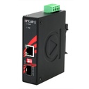 Tööstuslik PoE+ konverter: 10/100/1000T(X) to 100/1000 SFP, -10° kuni 70°C, kompaktne, DIN