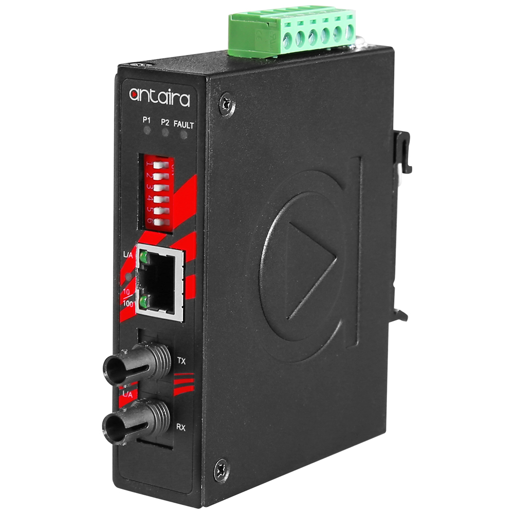 [IMP-C100-ST-M] Tööstuslik PoE+ konverter: 10/100T(X) to 100FX ST MM, -10° kuni 70°C, kompaktne, DIN