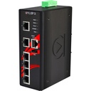 6-Port Industrial PoE+ Managed Ethernet Switches,with 4*10/100Tx (30W/Port) + 2*10/100Tx; EOT: -40~75C, 12~36VDC