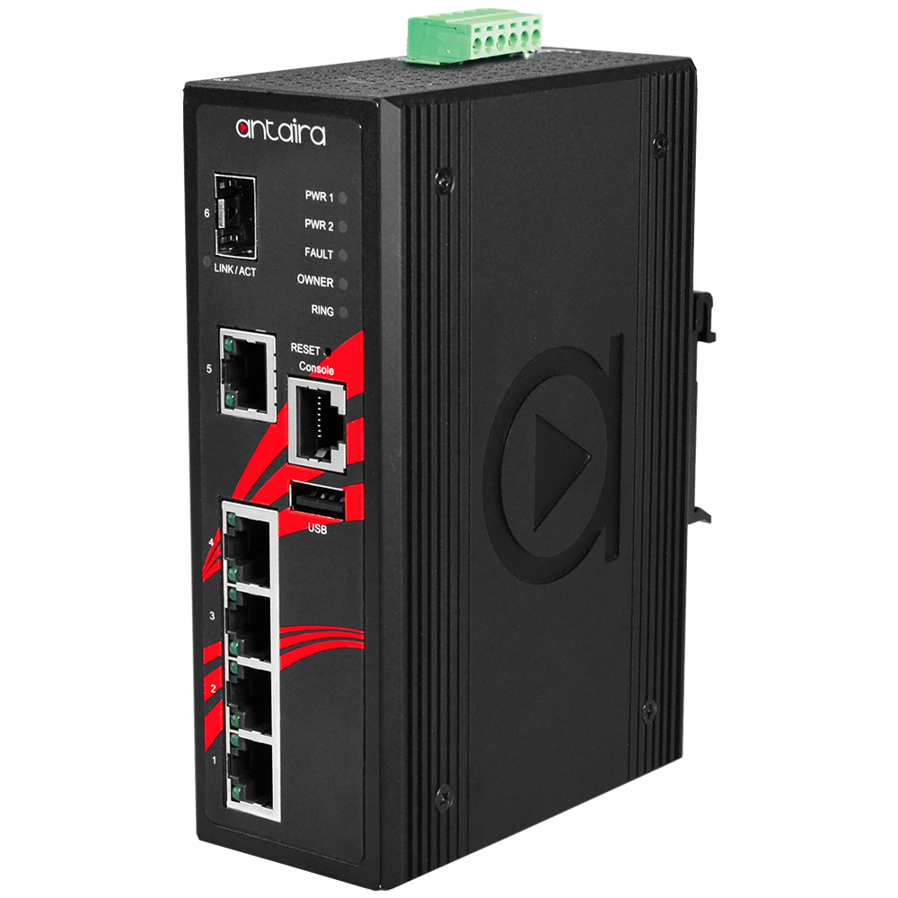 Switch: 4 x 10/100/1000BaseT(X) PoE+, 1 x 10/100/1000BaseT(x), 1 x SFP, -40 kuni 75°C, manageeritav, DIN, 48-55VDC