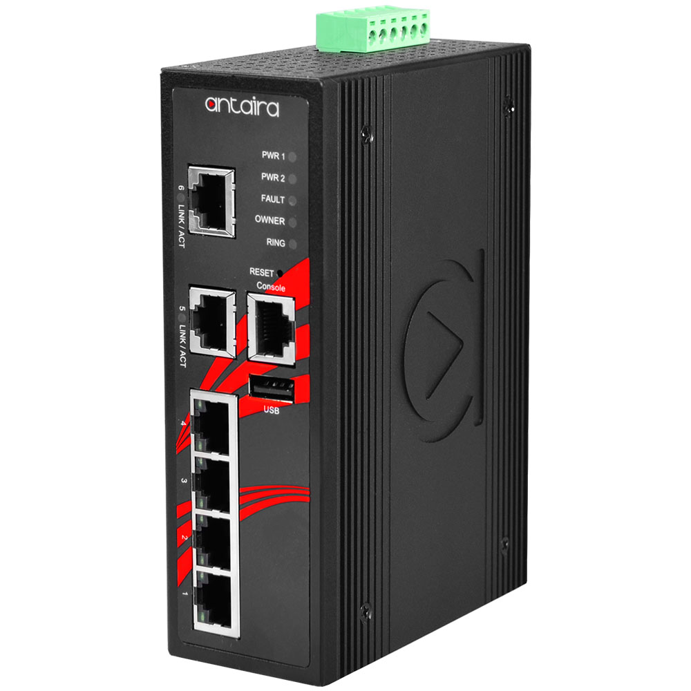 Switch: 6 x 10/100BaseT(X), -10 kuni 70°C, manageeritav, DIN
