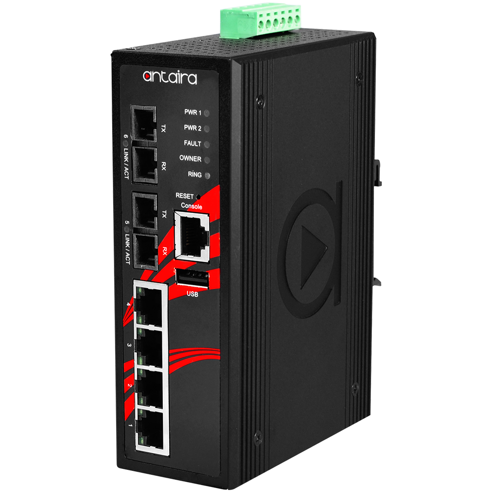 [LMX-0602-S3-V2] Switch: 4 x 10/100BaseT(X), 2 x 100BaseFX single-mode SC, -10 kuni 70°C, manageeritav, DIN