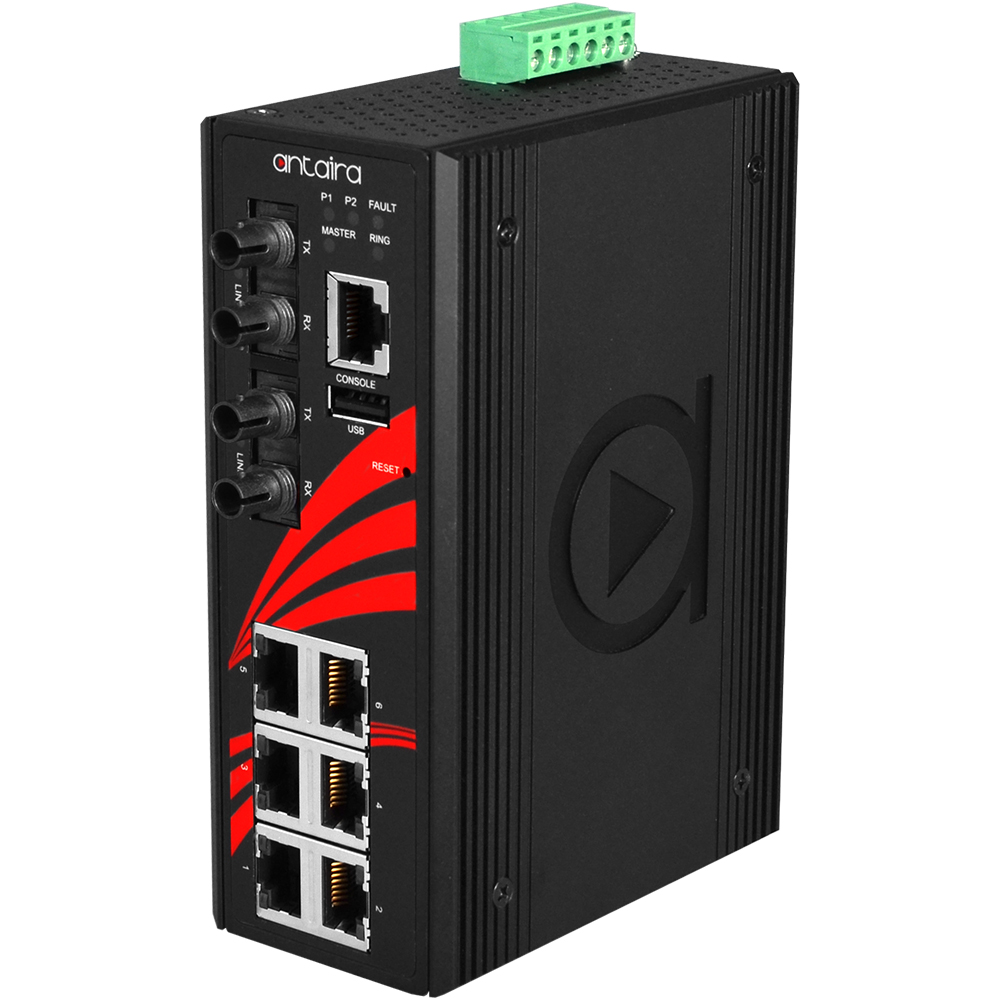 [LMX-0802-ST-S3] 8-Port Industrial Managed Ethernet Switch, w/6*10/100Tx Ports + 2*100Fx Single-Mode SC Fiber Ports.