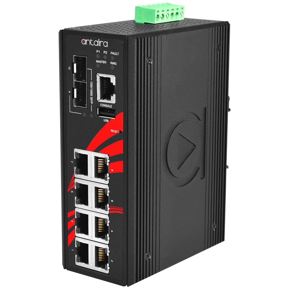 [LMX-1002G-SFP-T] 10-Port Industrial Gigabit Managed Ethernet Switch, w/8*10/100/1000Tx + 2*100/1000 SFP Slots; EOT: -40~75C, ATEX