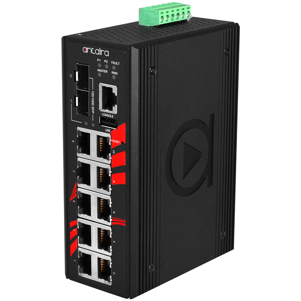[LMX-1202G-SFP] 12-Port Industrial Gigabit Managed Ethernet Switch, w/10*10/100/1000Tx + 2*100/1000 SFP, ATEX