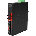 Industrial 5-port Ethernet Switch with 4x 10/100TX PoE. and 1x 100FX, MM 2KM , ST Connectors, EOT