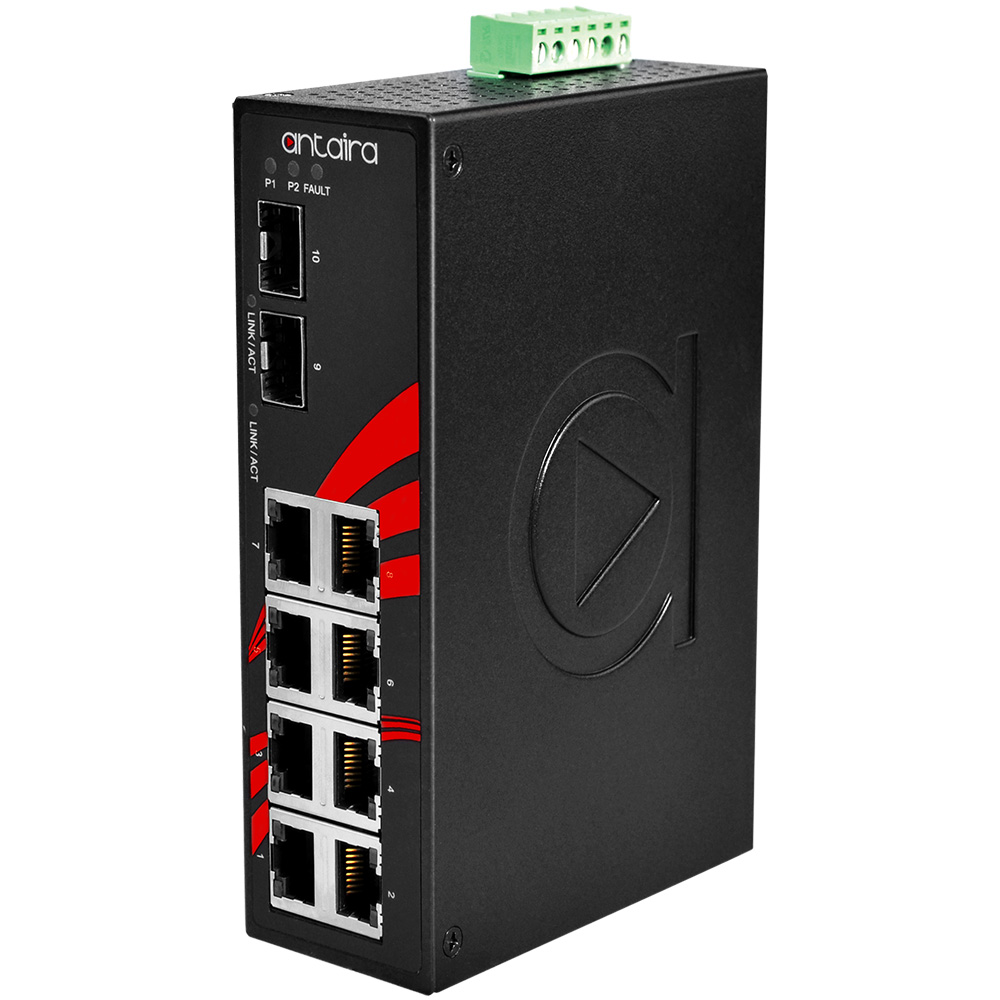 Switch: 8 x 10/100/1000BaseT(X), 2 x SFP+, -40 kuni 80°C, mittemanageeritav, DIN