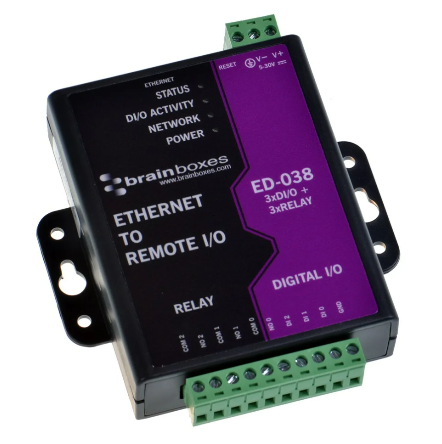 [ED-038] Ethernet I/O seade - 3 x Relay + 3 Digital Inputs, -10ºC kuni +60ºC, 5 VDC - 30 VDC