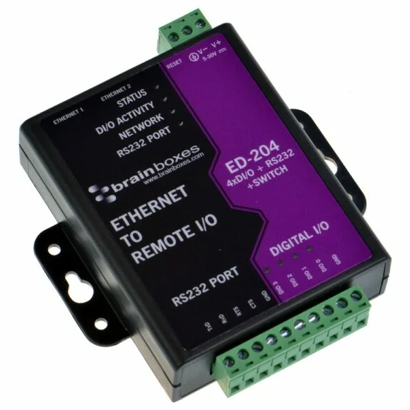 Ethernet I/O seade - 4 DIO + RS232 + Switch, -10ºC kuni +60ºC, 5 VDC - 30 VDC