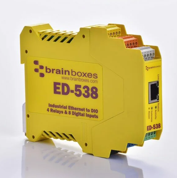 [ED-538] Ethernet I/O seade - 4 x Relay + 8 Digital Inputs, -40°C kuni +80°C, 5 VDC - 30 VDC
