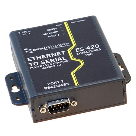 [ES-420] Ethernet 1 Port RS422/485 Power Over Ethernet (PoE), -10ºC to +60ºC, 5 VDC - 30 VDC
