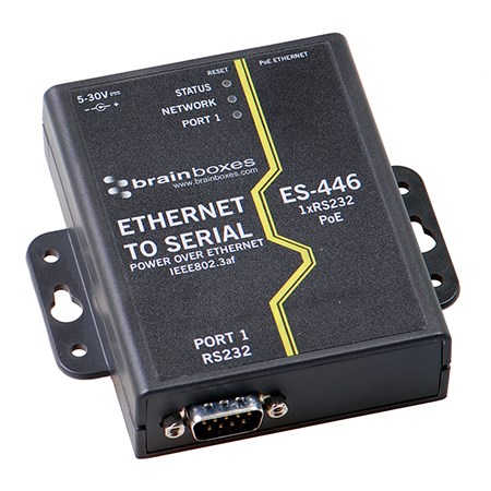 [ES-446] Ethernet 1 Port RS232 Power Over Ethernet (PoE), -10ºC to +60ºC, 5 VDC - 30 VDC