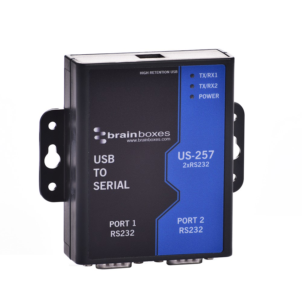[US-257] RS-232 USB adapter, 2 porti, 0 kuni +60 °C, 5 VDC - 30 VDC