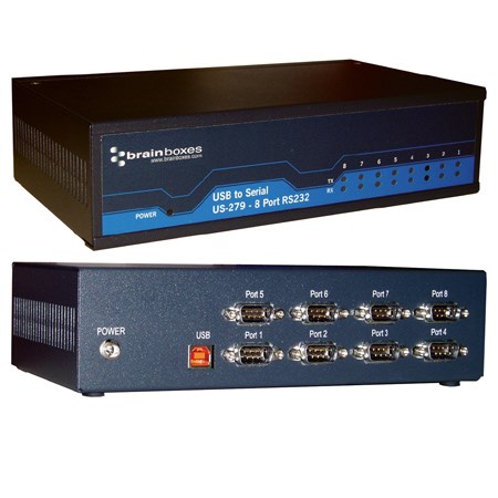 [US-279] USB 8 Port RS232 1MBaud, 0 °C to +60 °C, 5 VDC - 30 VDC