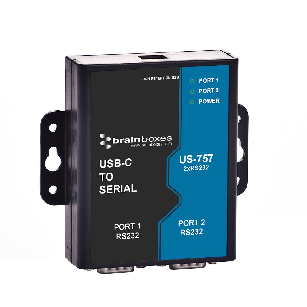 [US-757] USB-C to 2 Port RS232 Serial Server Hub, 0 °C to +60 °C
