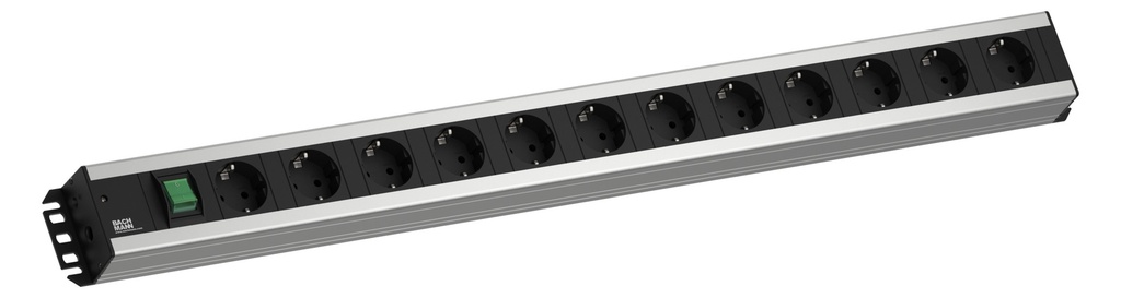 Toitepaneel 12 x Schuko lülitiga 2.0m 792x74x45mm must/hall