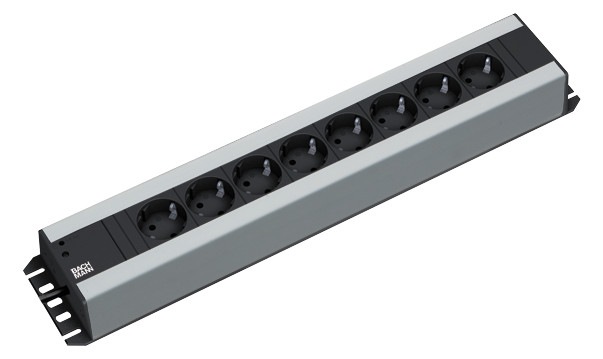 Toitepaneel 8 x Schuko räckitav 2.0m 1U must/hall