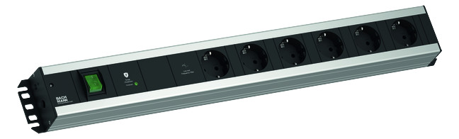 Toitepaneel 6 x Schuko lülitiga 2.0m 575x74x45mm ülepingekaitse, võrgu-ja sagedusfiltriga must/hall