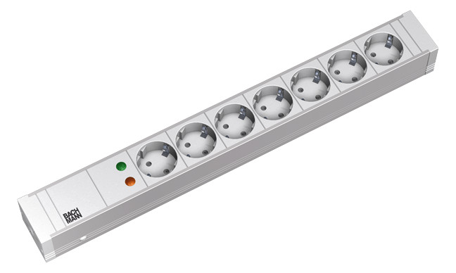 Toitepaneel 7 x Schuko räckitav 2.0m 1U, ülepingekaitse, hall