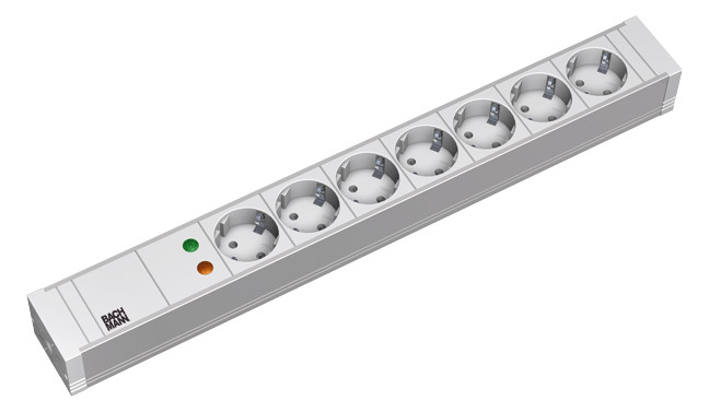 Toitepaneel 7 x Schuko räckitav 2.0m 1U hall, PVC, ülepingekaitse