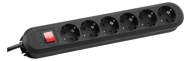 SMART 6xCEE7/3 bk 1xswitch Line 5,0m CEE7/7