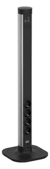 Toitepaneel Cycle 4 x CEE7/3, alusega, 1 x USB-A, 1 x USB-C, 186x186x697mm, must/hall